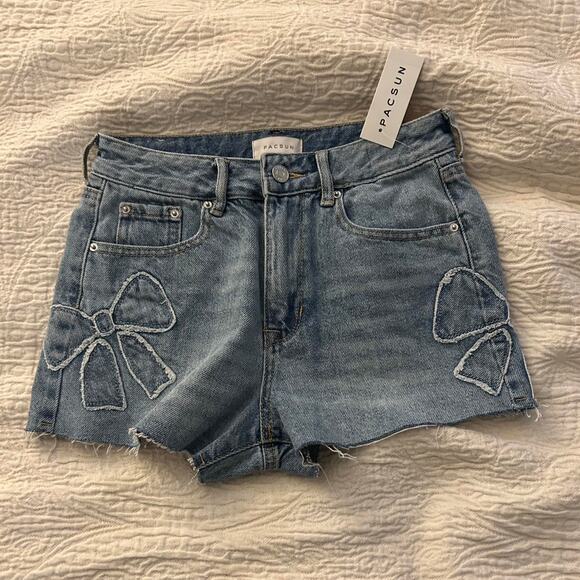 Pacsun denim bow shorts denimshorts - Picture 1 of 2